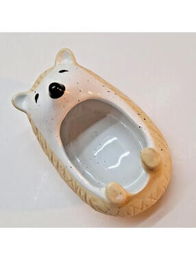 Anthropologie Hedgehog Speckled Trinket Tray Dish Stoneware Match Striker 4"